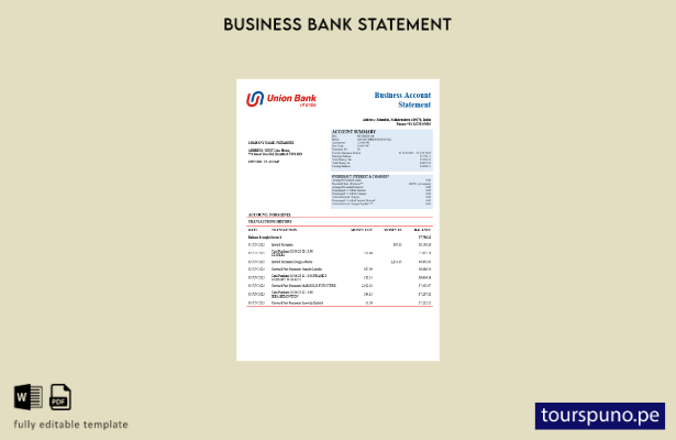 Listo para imprimir Declaración de la empresa comercial Union Bank of India Plan